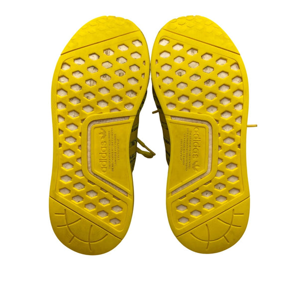 Adidas Yellow Text Print Comfort Primeknit Sport NMD R1 Sneakers Size 5