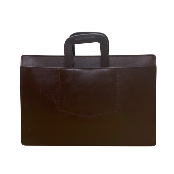 Pegasus Men’s Brown Leather Zippered Dual-Handle Handbag Briefcase