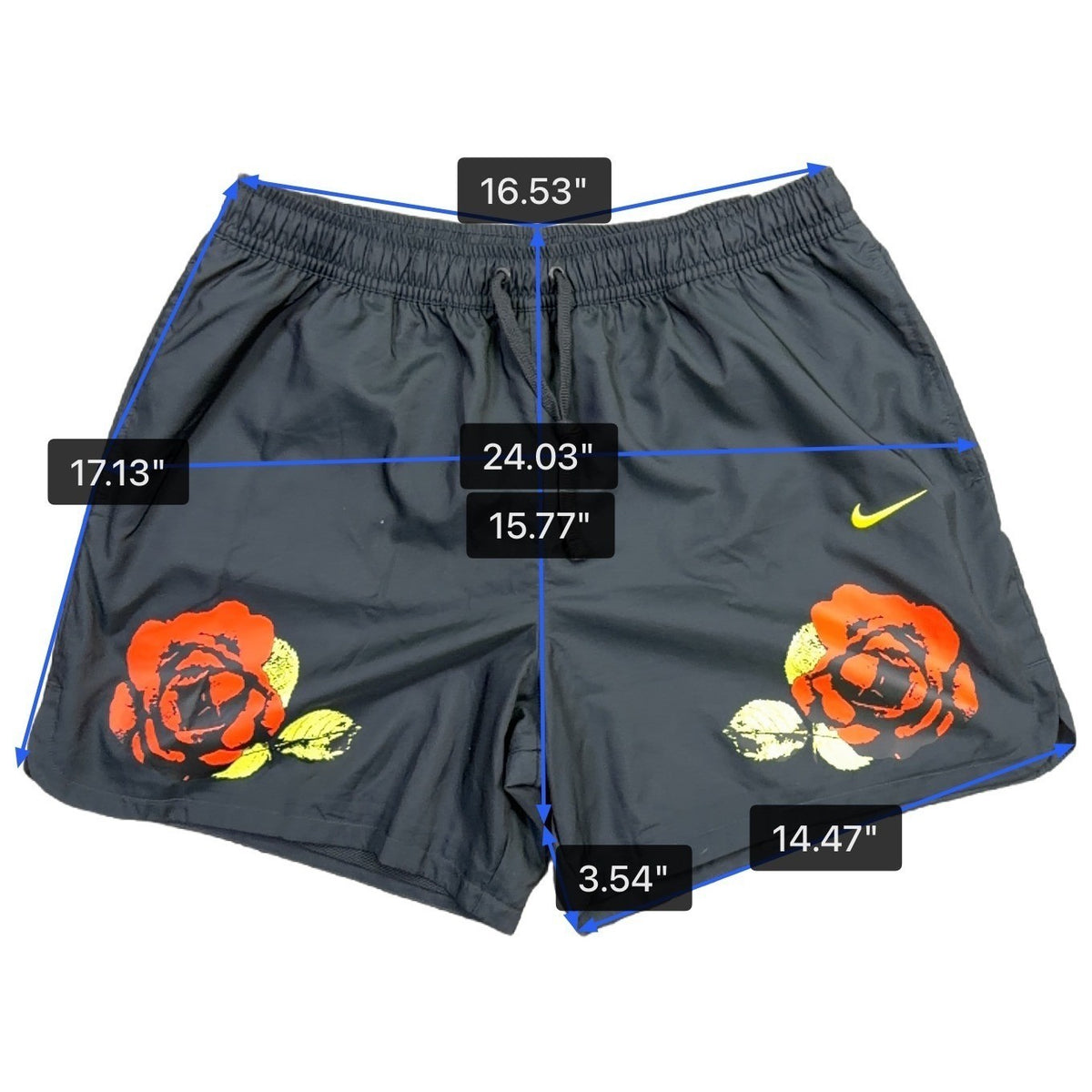 Nike Men’s Black Polyester Rose-Printed Swim Shorts Size XL