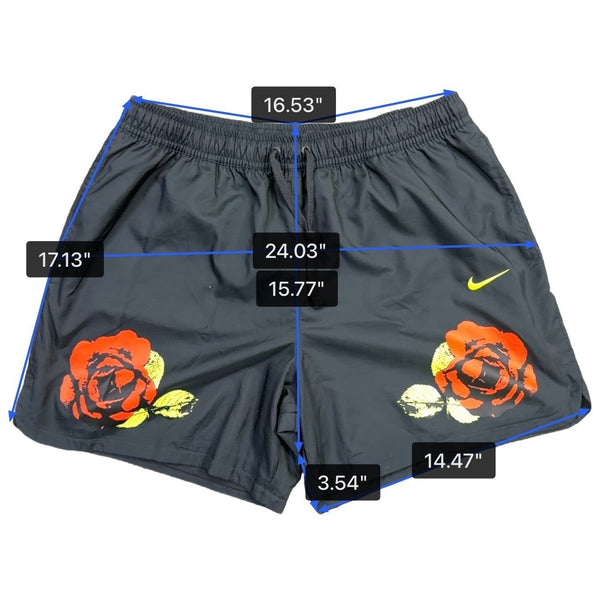 Nike Men’s Black Polyester Rose-Printed Swim Shorts Size XL
