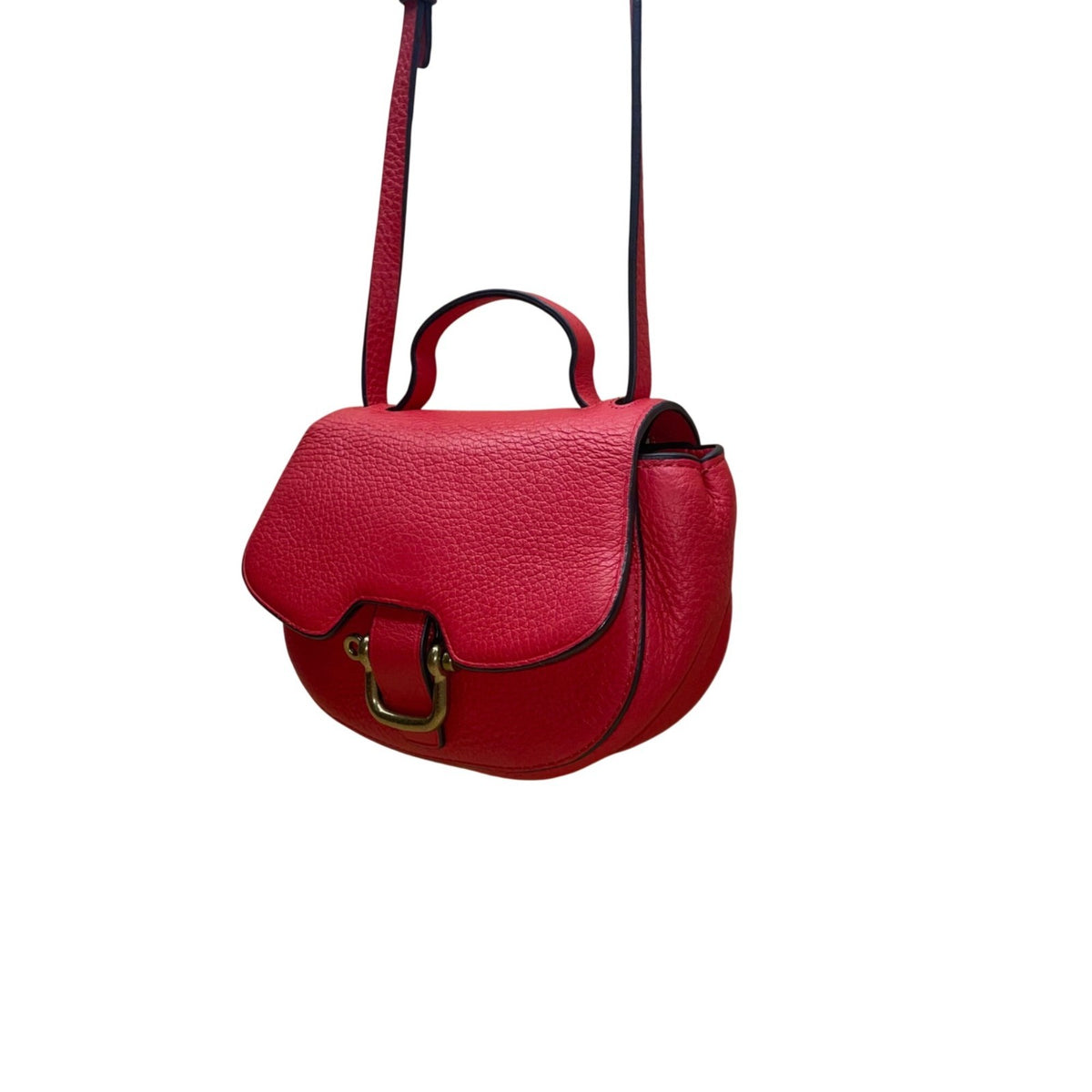 J.Crew Women’s Red Leather With Adjustable Crossbody Strap Saddle Bag