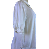Ted Baker Womens White Button-Up Shirt With Pearl-Embellished Collar Sz 2