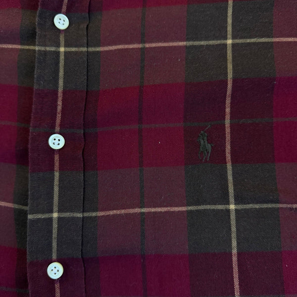 Ralph Lauren Red Plaid Cotton Button-Down Shirt Long Sleeve Classic Fit Sz XL