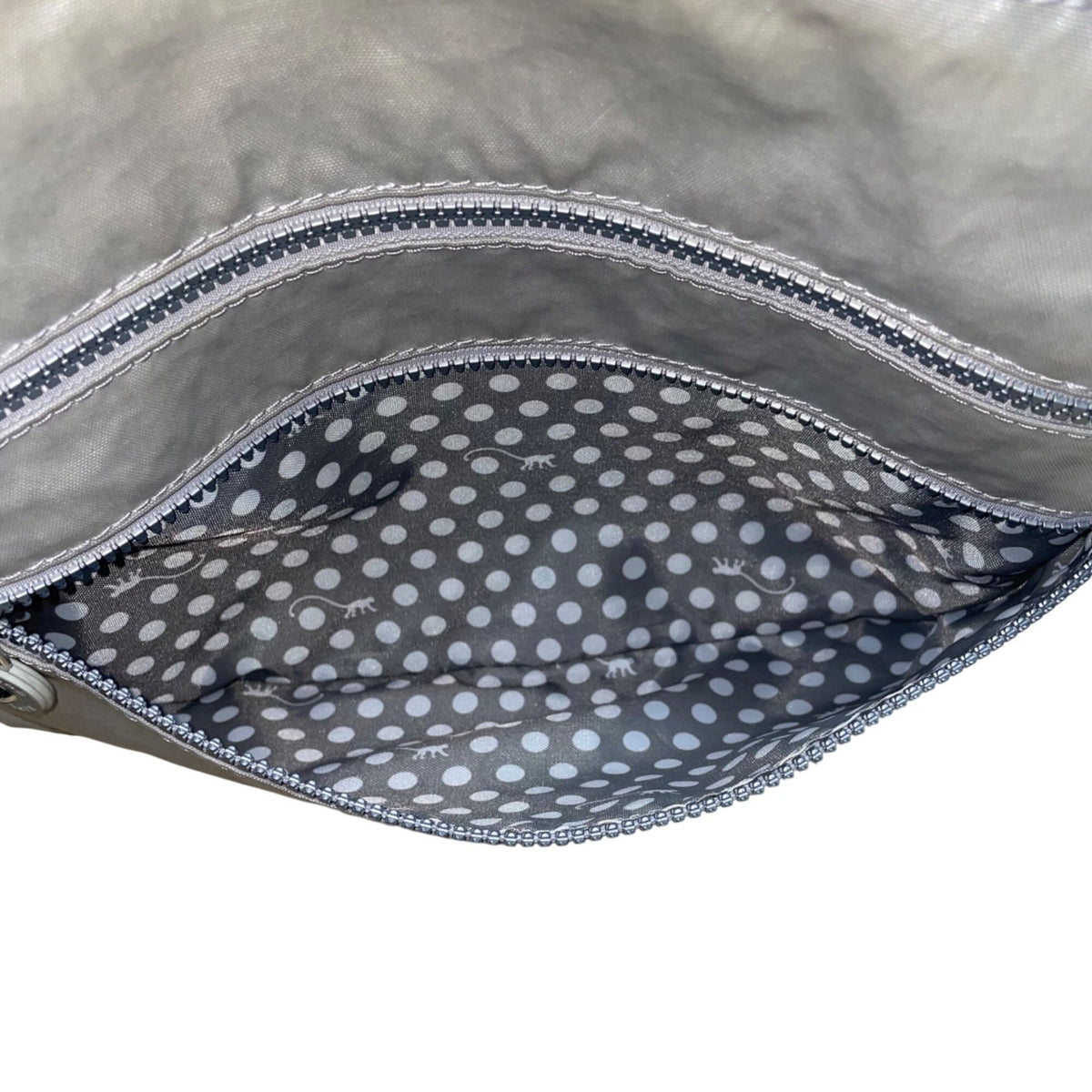Kipling Women’s Silver Metallic Zippered Pockets Adjustable Strap Crossbody Bag