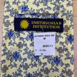 Smithsonian Institution Mens Cream & Blue 100% Silk Floral Pattern Neck Tie