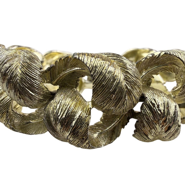 Lisner Womens Gold Tone Metal Leaf Link Bracelet Vintage Stylish Jewelry