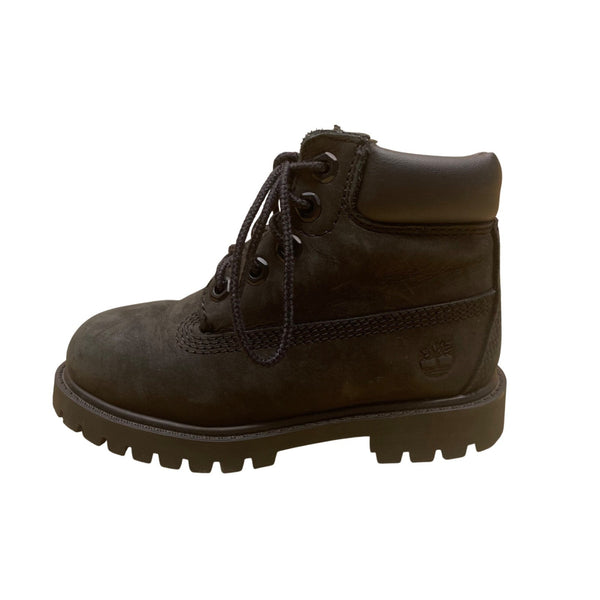Timberland Boys Black Leather Primaloft Insulated Waterproof Lace-Up Boots Sz 8