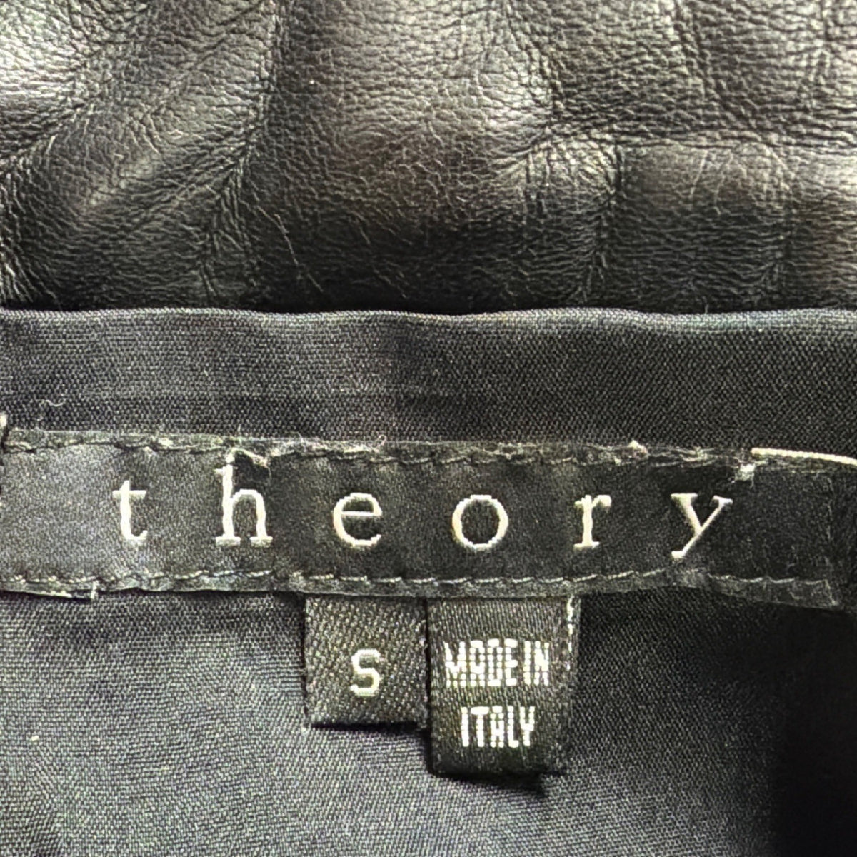 Theory Womens Black Leather Jacket Small Italy Epaulet Bomber Style Zip Closure