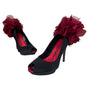 Beverly Feldman Women's Black Peep Toe Platforms 4.5in Heel Sz 8 (EU 38)
