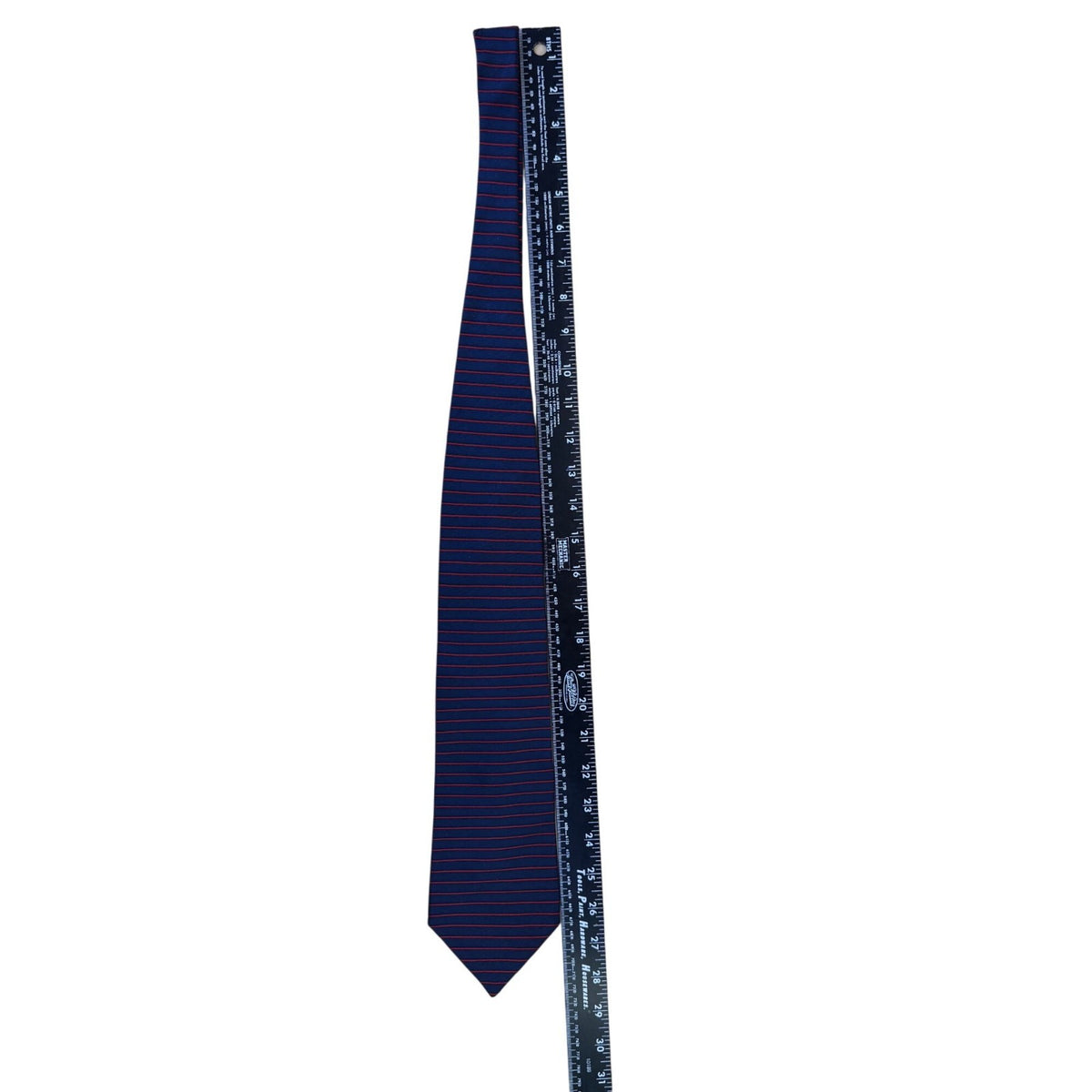 Elizabeth Nell Blue Silk Striped Tie With Red Detail Classic Necktie Made In USA