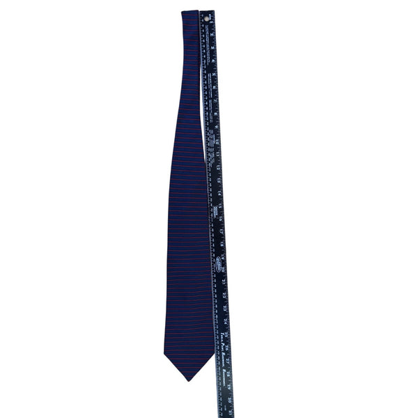 Elizabeth Nell Blue Silk Striped Tie With Red Detail Classic Necktie Made In USA