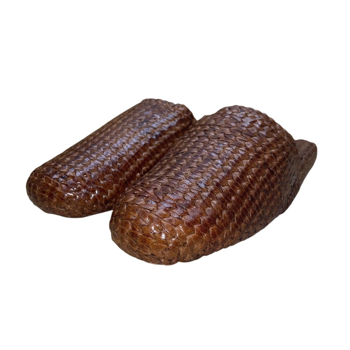 Women’s Brown Woven Leather Slip-On Textured Mule  Shoes Size Aprox US9