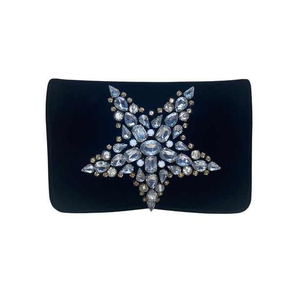 Shiraleah Women’s Black Velvet Star Embellished Rhinestone Clutch Evening Bag