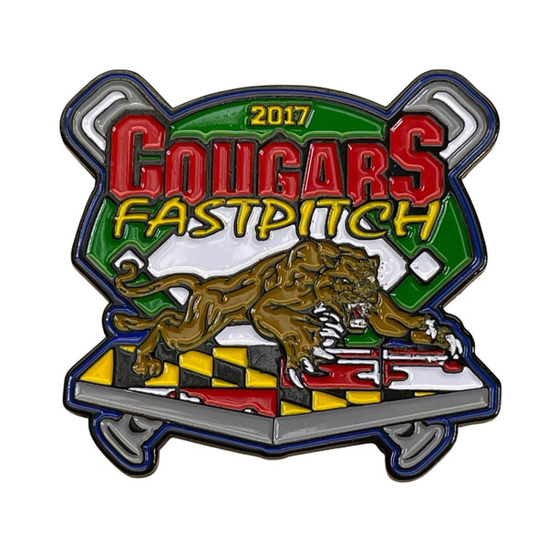 2017 Cougars Fastpitch Softball Trading Pin With Dual Post Back