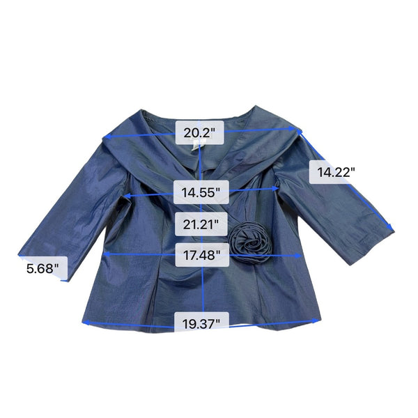 Alex Evenings Womens Navy 3/4 Sleeve Wrap Top With Flower 16P
