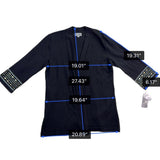 JM Collection Womens Black Beaded Cuff Open Front Cardigan Size L