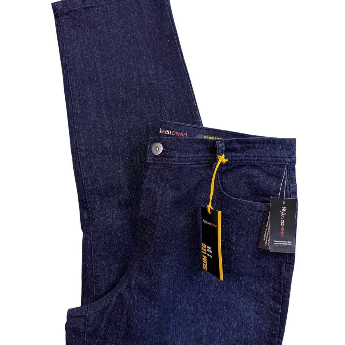 Style & Co Womens Dark Wash Denim Slim Leg High-Rise Tummy-Control Jeans Sz 16S