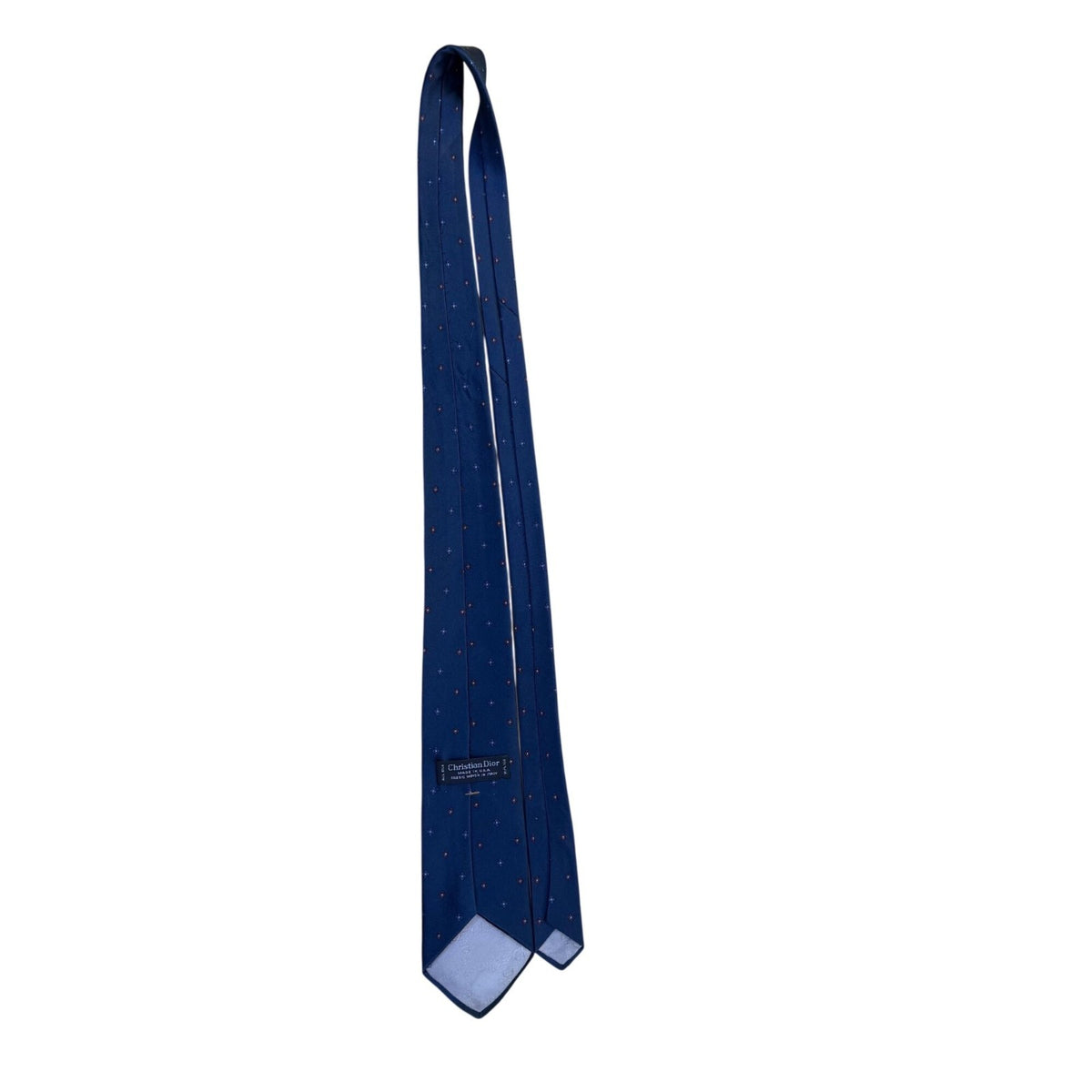 Christian D Mens Blue Silk Patterned Tie All-Season Elegant Design