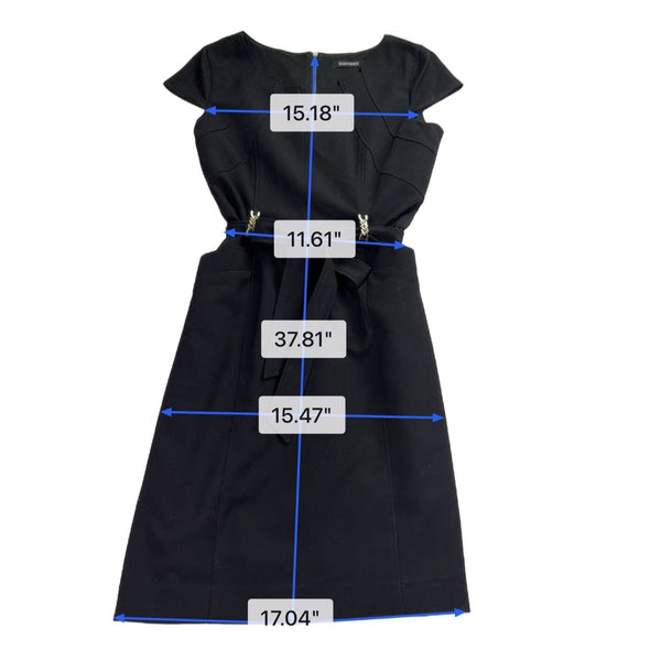 Ellen Tracy Womens Black Belted Cap Sleeve Sheath Dress Size 6