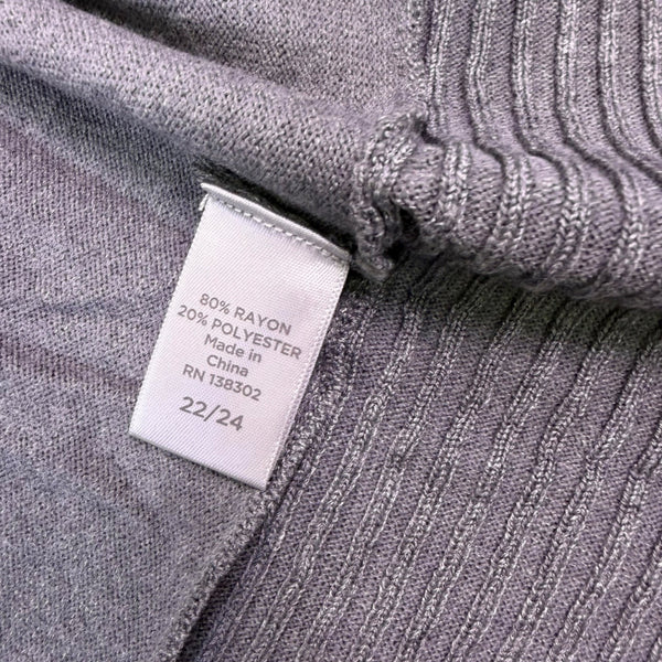 Avenue Womens Gray Open Cardigan Sweater Plus Lightweight Size 22/24