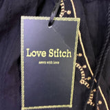 Love Stitch Womens Black Embroidered Sleeveless Halter Tank Top Size M