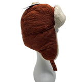 High Desert Gear Unisex Corduroy Faux Fur Trapper Ear Flaps Brown Cream One Size