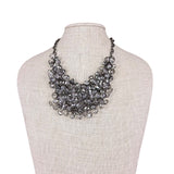Statement Choker Necklace Women Black Chain Crystal Bead Dramatic Cluster Adjust