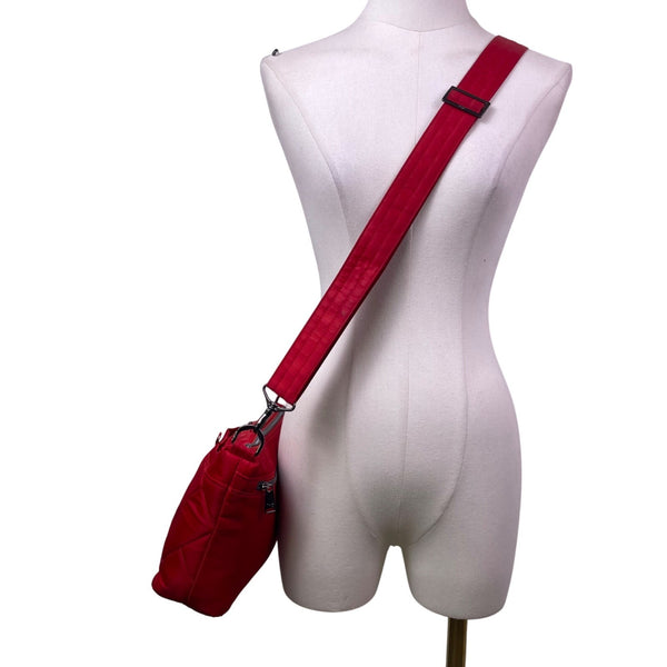 Lug Women’s Red Nylon Quilted Flare With Adjustable Strap Crossbody Bag