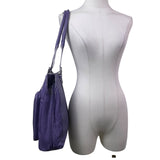 Levenger Women’s Purple Leather Double Strap Buckle Detail Zip Pocket Tote Bag