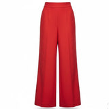Zara Womens Red Wide-Leg High-Waist Trousers Size S