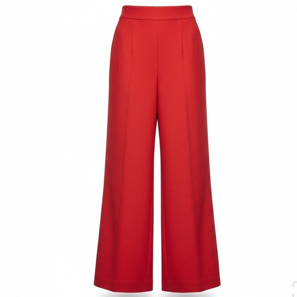 Zara Womens Red Wide-Leg High-Waist Trousers Size S