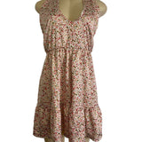 Floral Halter Neck Mini Dress With Ruffle Hem & Open Back New