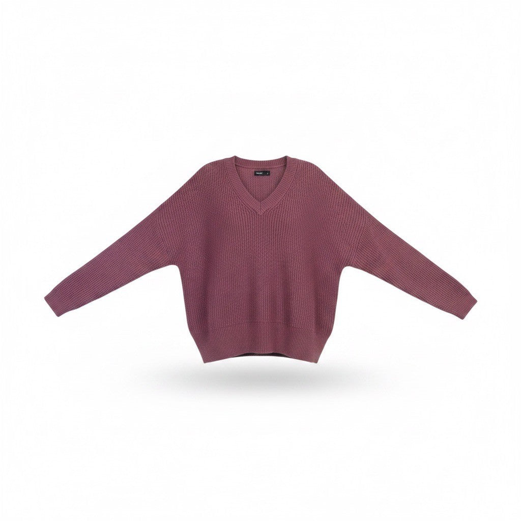 Simply Vera Vera Wang Womens Purple Viscose Metallic V-Neck Sweater Size M