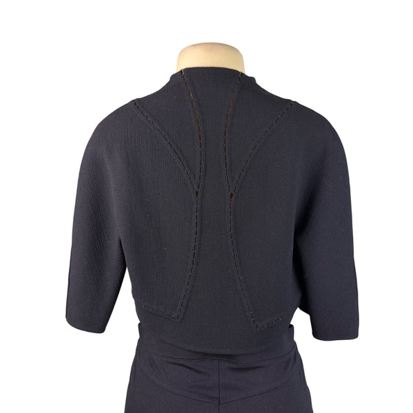 Chado Ralph Rucci Black Short Cropped Bolero Jacket Women Open Front