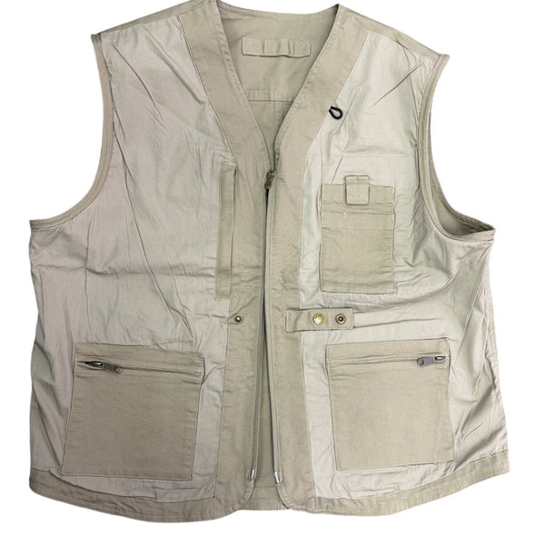 Duluth Trading Mens Tan Utility Vest Functional Storage Durable Zip Vest