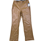 Lysse Womens Brown Polyurethane Faux Leather Pants Chic Stretch Flared Design Sz