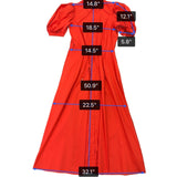 Lauren Ralph Lauren Womens Red Button-Up Puff Sleeve Midi Dress Sz 12 - New