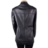 Versari Womens Black Leather Blazer Jacket Made In Italy Size 42