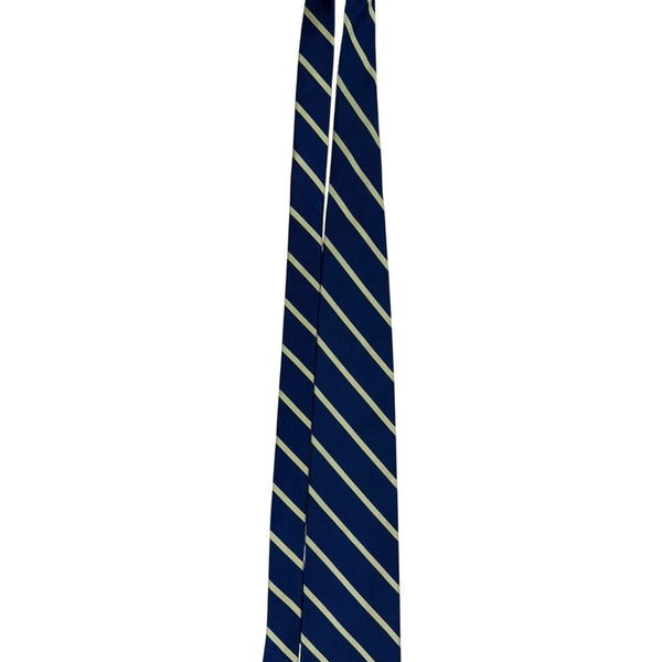 Vintage Brooks Brothers Mens Navy & Yellow Silk Striped Tie Handmade USA Classi