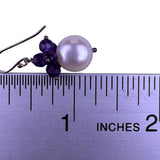 Cultured Pearl & Amethyst Womens Sterling Silver Dangle Earrings 925 