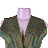 Womens Green Wool Paisley-Back Vest 100% Wool & Acetate Made In Italy Size 36