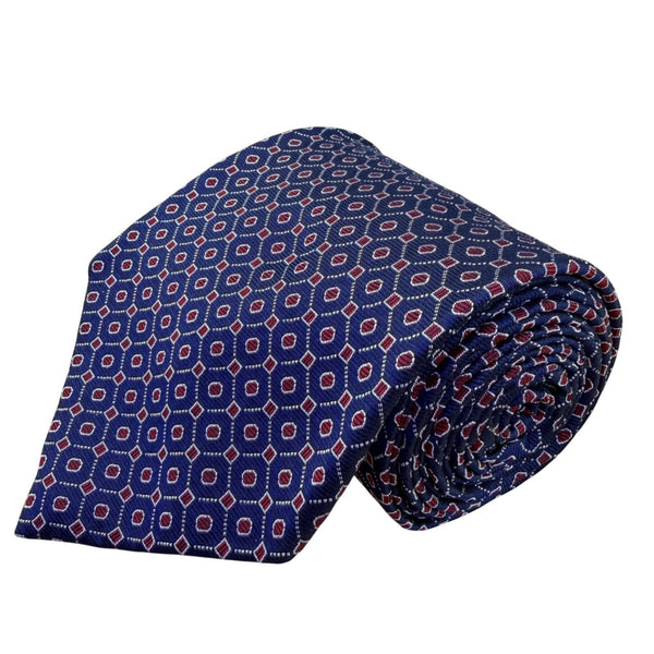 Lauren Ralph Lauren Mens Blue Red Silk Geometric Patterned Tie