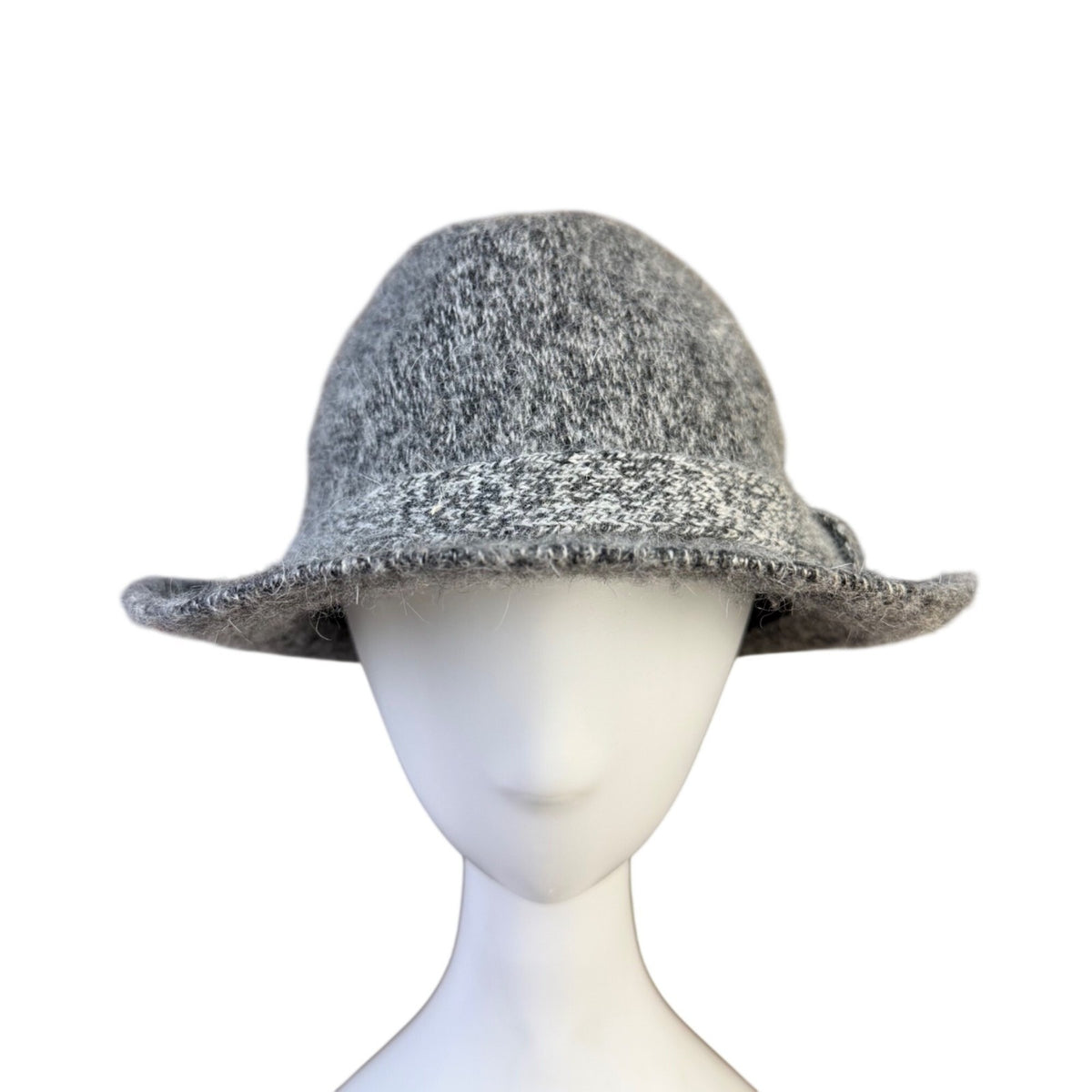 Vivante Womens Gray Wool Angora Blend Textured Bucket Hat