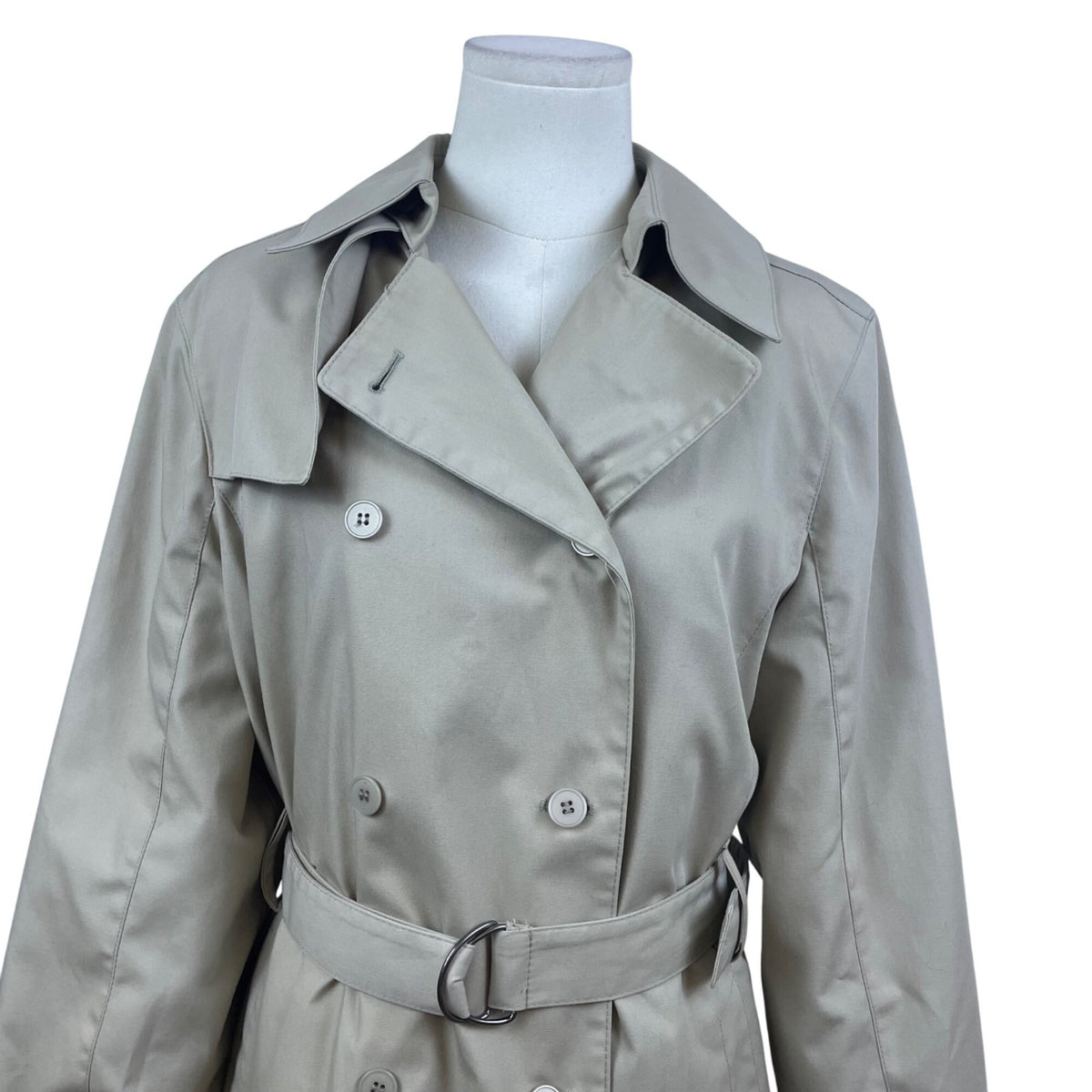 London Fog Women's Khaki Beige Double Breasted Trench Coat With Belt Sz 12 Reg