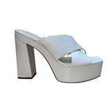 Jessica Simpson Women’s White Faux Croc Skin Platform High Heel Sandals Sz 10M