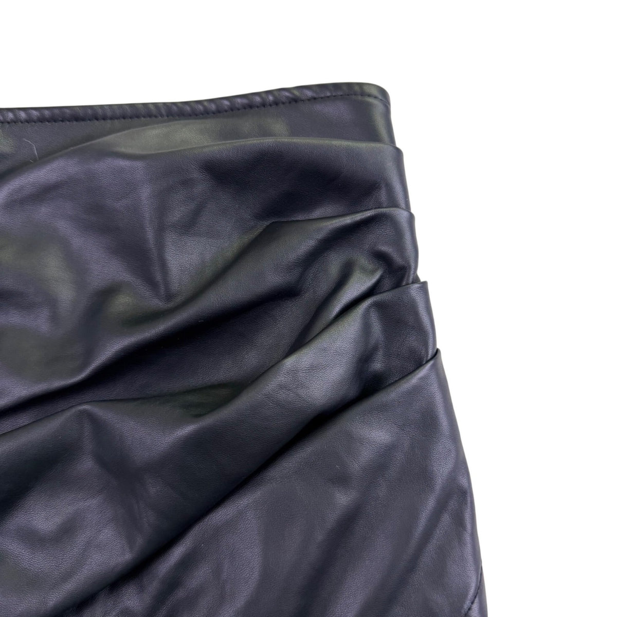 Shinestar Womens Black Faux Leather Wrap Skirt Stylish Mini Skirt Size L