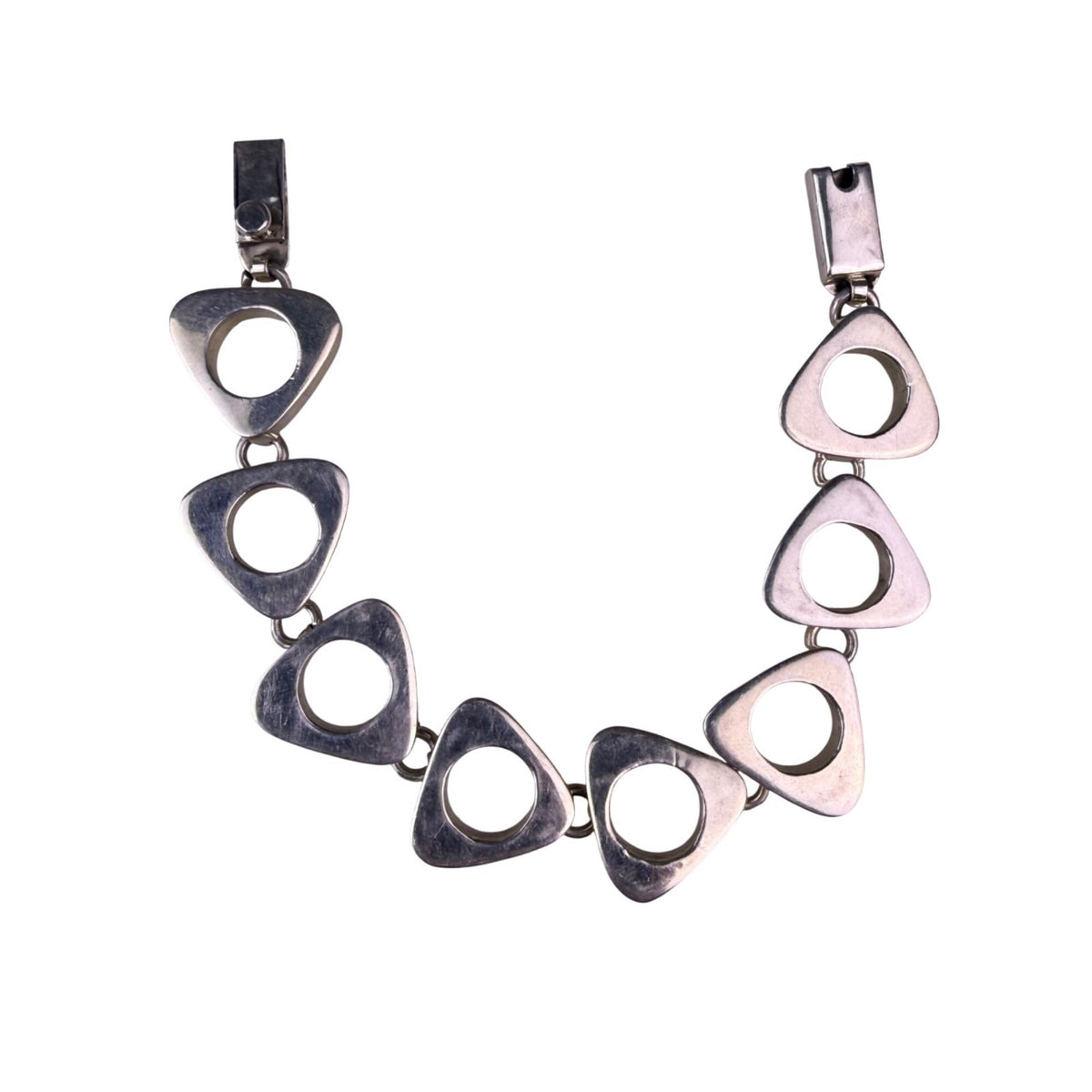 Modernist Mexican Sterling Silver Bracelet TC-60 Geometric Open Circle Design