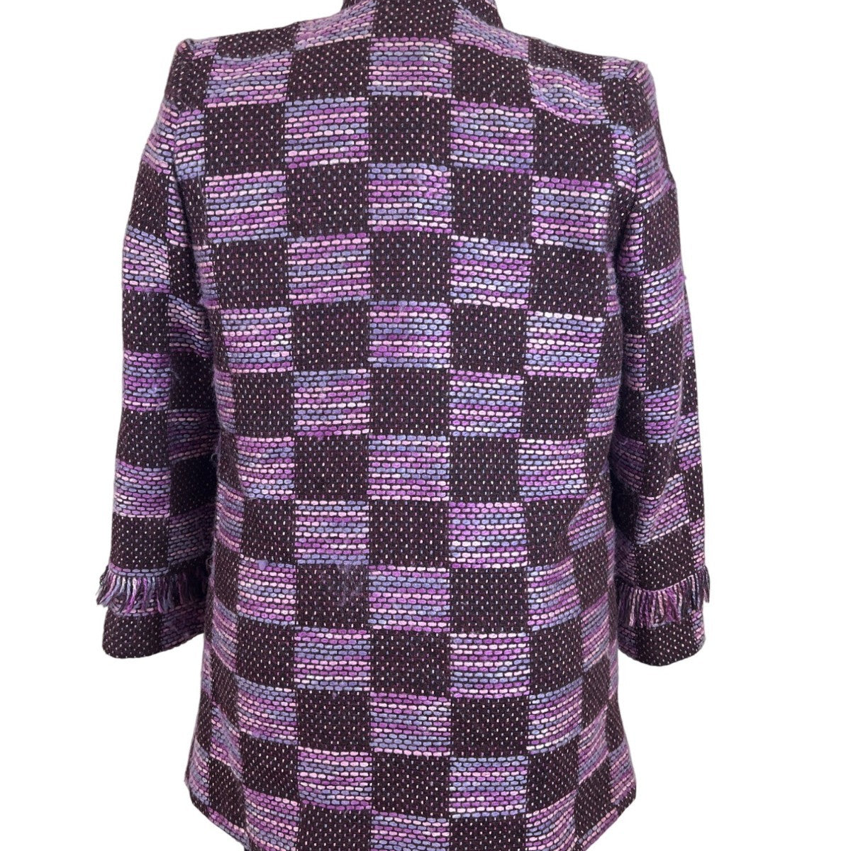 Starlite Womens Brown & Pink Woven Fringe Open Front Blazer Jacket Sz 12