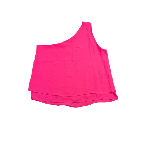 Krisa Womens Pink One-Shoulder Layered Top Elegant Summer Style Size M