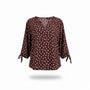 Papermoon Womens Brown Polyester Floral Print Blouse With Tie Sleeves Size XXL
